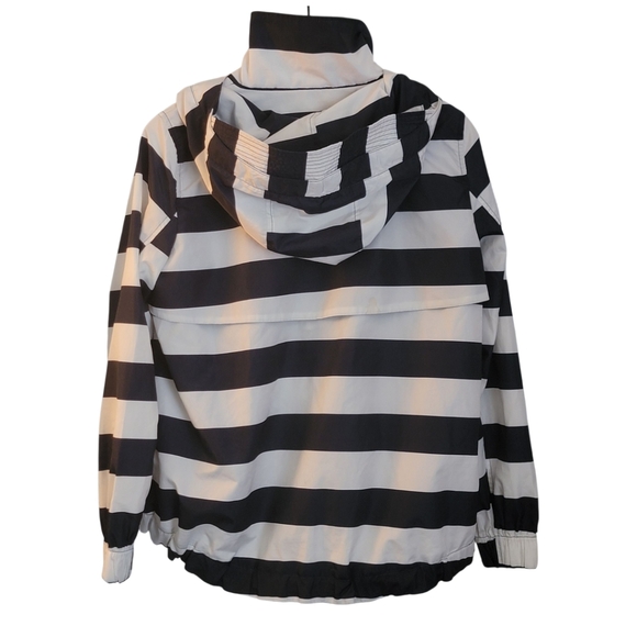 ZARA Hooded Water Repellent Jacket Navy White Stripe Windbreaker‎ Raincoat M - Picture 14 of 15